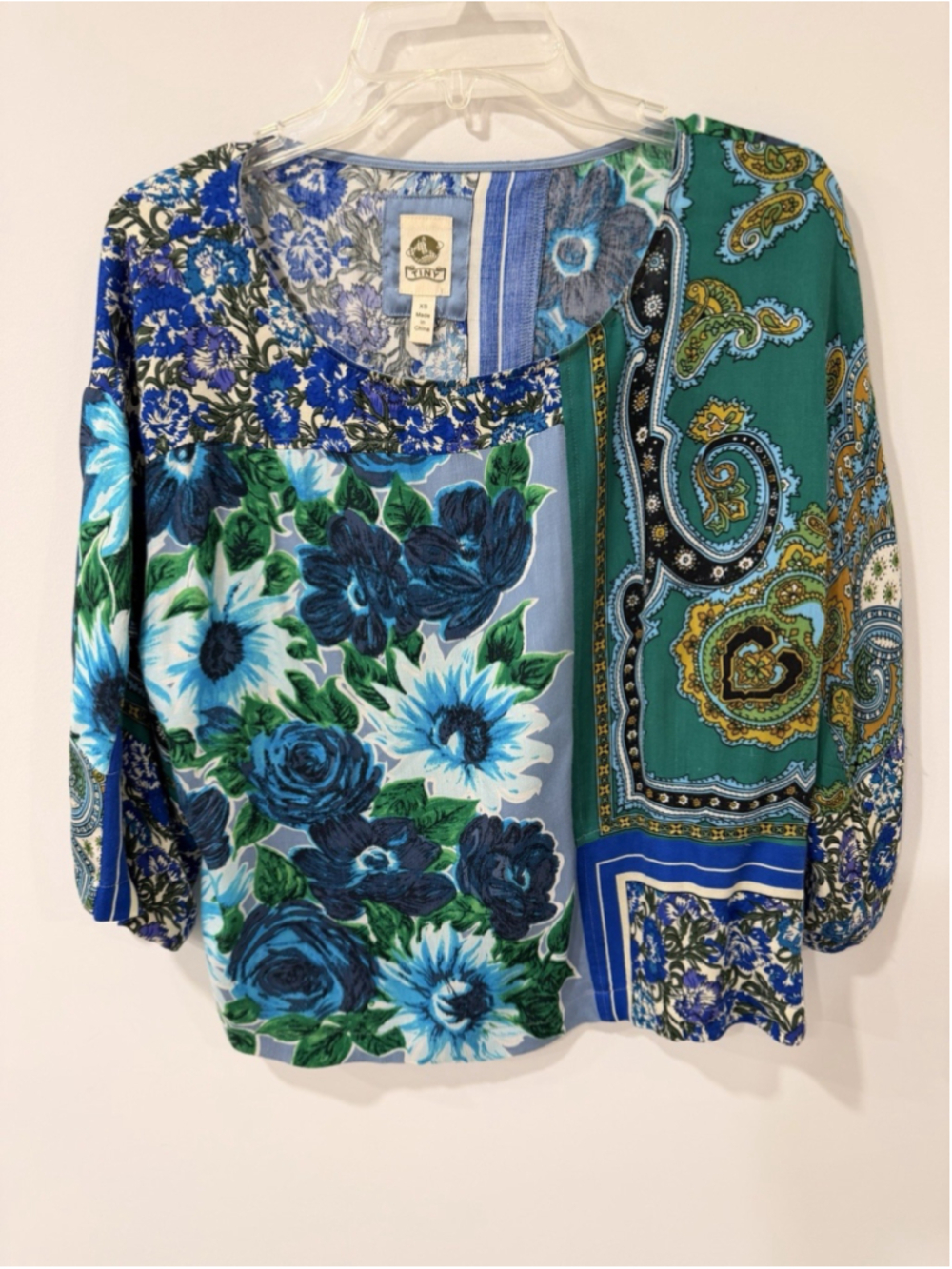 Tiny For Anthropologie Ellery Mixed Print Floral Boho Patchwork Blouse Size XS